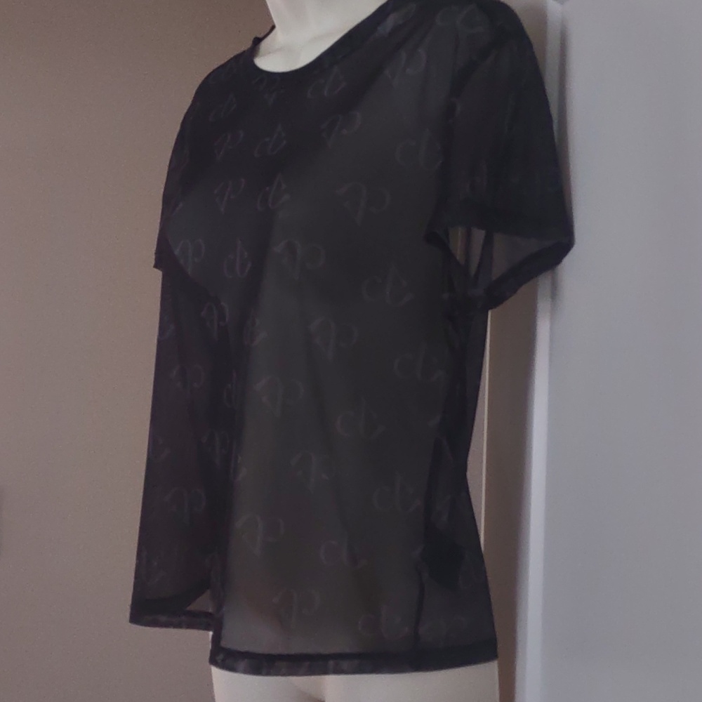 Women's Divided by H&M Black Short Sleeve Mesh Tee Shirt - Size XL - Picture 3 of 6